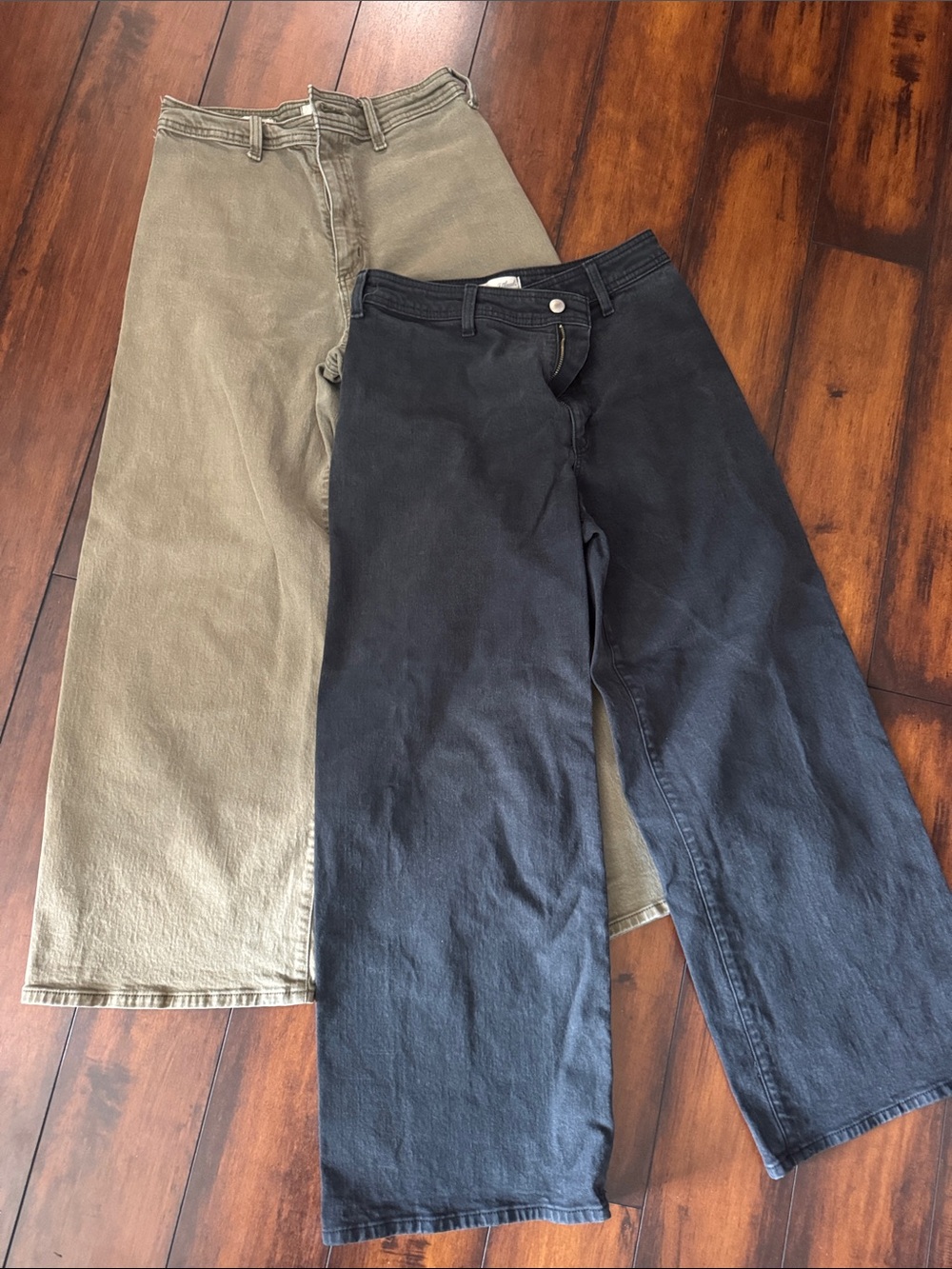 Universal Thread Wide-Leg Chinos in Black and Olive